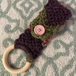 🐻New Single Ring w/Button Kitchen Towel Holder - Handmade